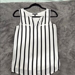 Express Black and White Striped Blouse
